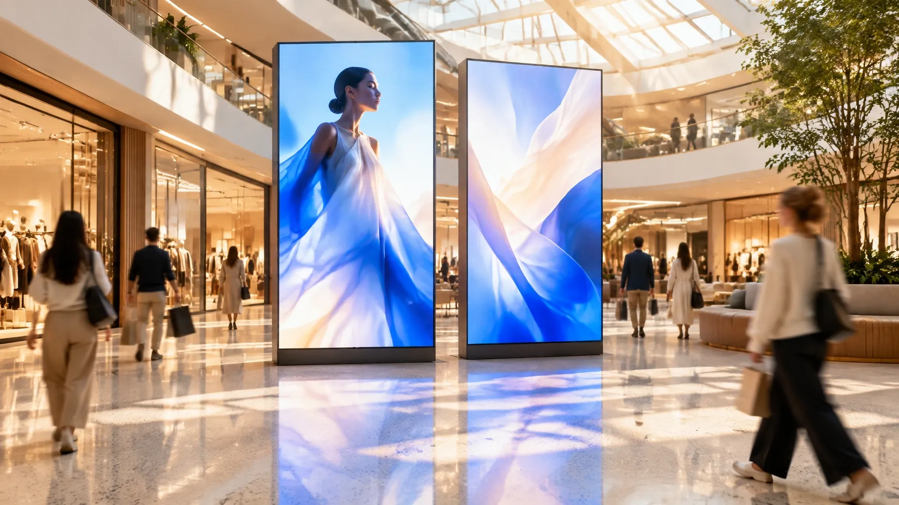 Product launch screen, shopping centre — project photograph