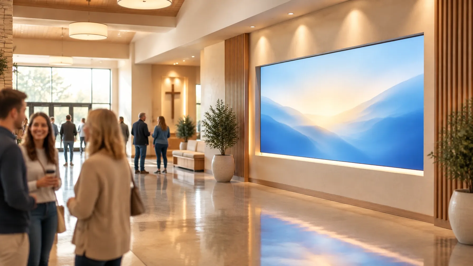 Lobby welcome wall, community church — project photograph