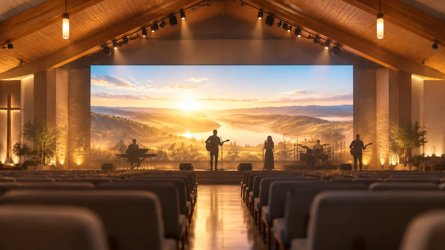 Sanctuary video wall, 300-seat church — project photograph